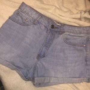 Light Wash Forever 21 Denim Cuff Shorts